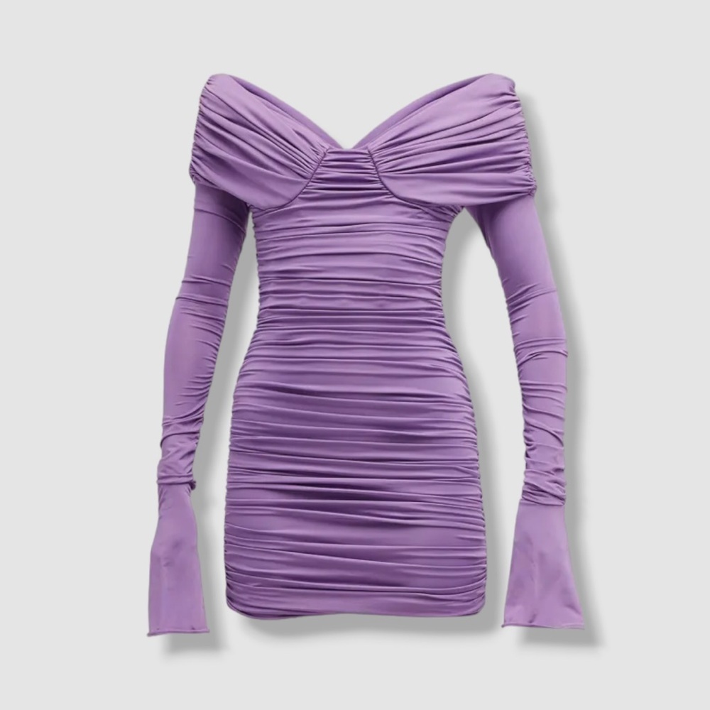 NWT Giuseppe di Morabito ruched off-shoulder bell sleeve mini dress Size 38 XS